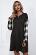 Plaid Sleeve Contrast T-Shirt Dress - Minihomy