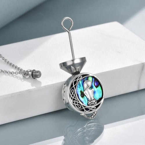 925 Sterling Silver Mermaid Urn Necklace for Women Mermaid Cremation Jewelry for Ashes