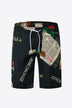 Full Size Newspaper Print Drawstring Waist Swim Trunks - Minihomy