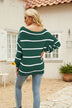 Striped Rib-Knit Off-Shoulder Sweater - Minihomy