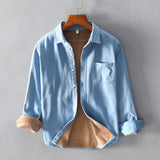 Plush Denim Long Sleeved Shirt Korean Loose Casual Cotton Shirt Jacket