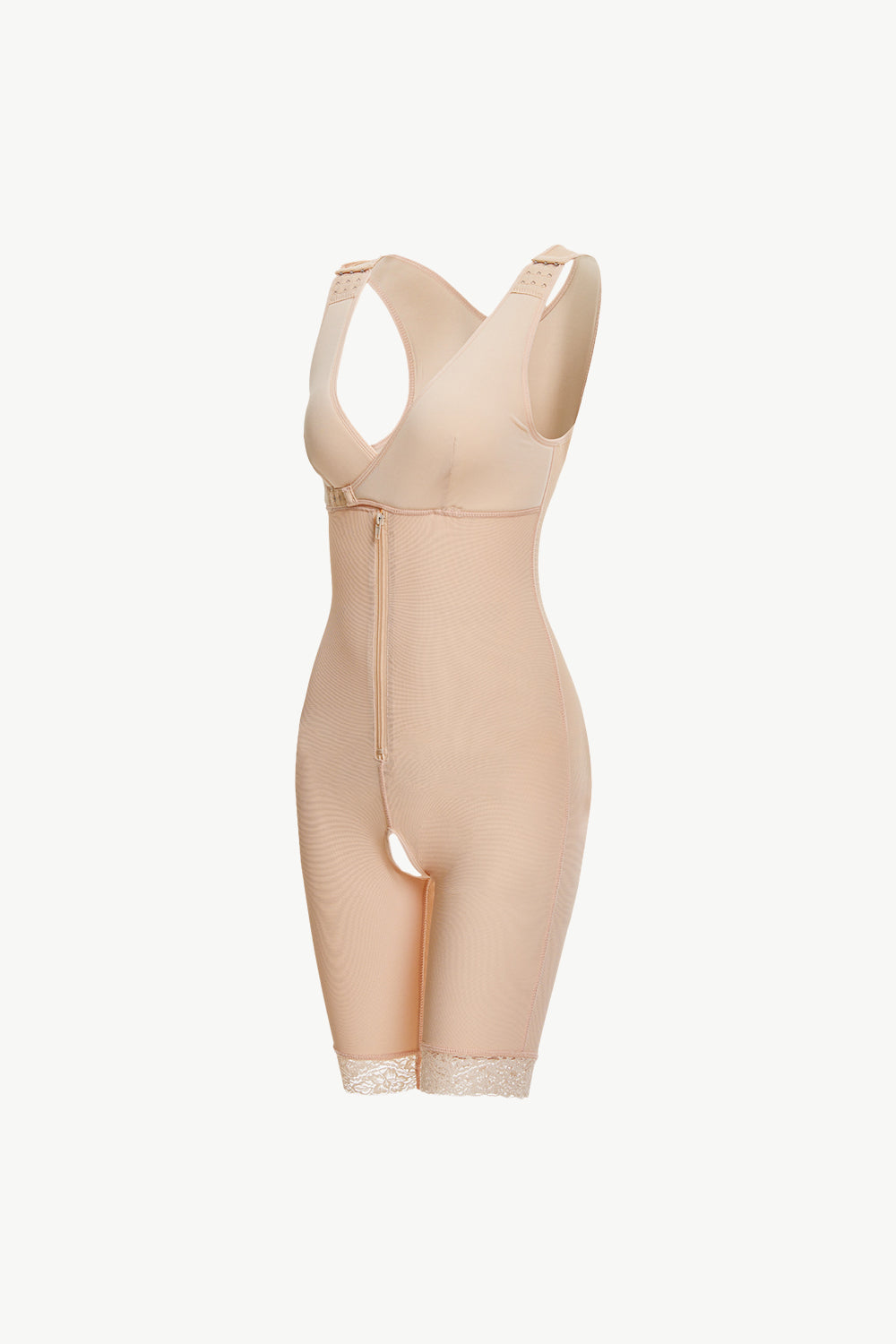 Full Size Lace Trim Shapewear with Zipper - Minihomy