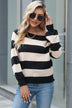 Horizontal Stripe Raglan Sleeve Sweater - Minihomy