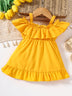 Baby Girl Frill Trim Ruffle Hem Dress - Minihomy