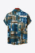 Full Size Printed Button-Up Short Sleeve Shirt - Minihomy