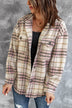 Plaid Button Down Collared Shirt Jacket with Pockets