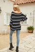 Striped Rib-Knit Off-Shoulder Sweater - Minihomy