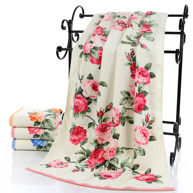 Cut Velvet Printed Bath Towel Is Soft And Thick - Minihomy