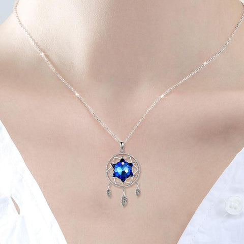 Sterling Silver Dreamnet Crystal Pendant Necklace For Women