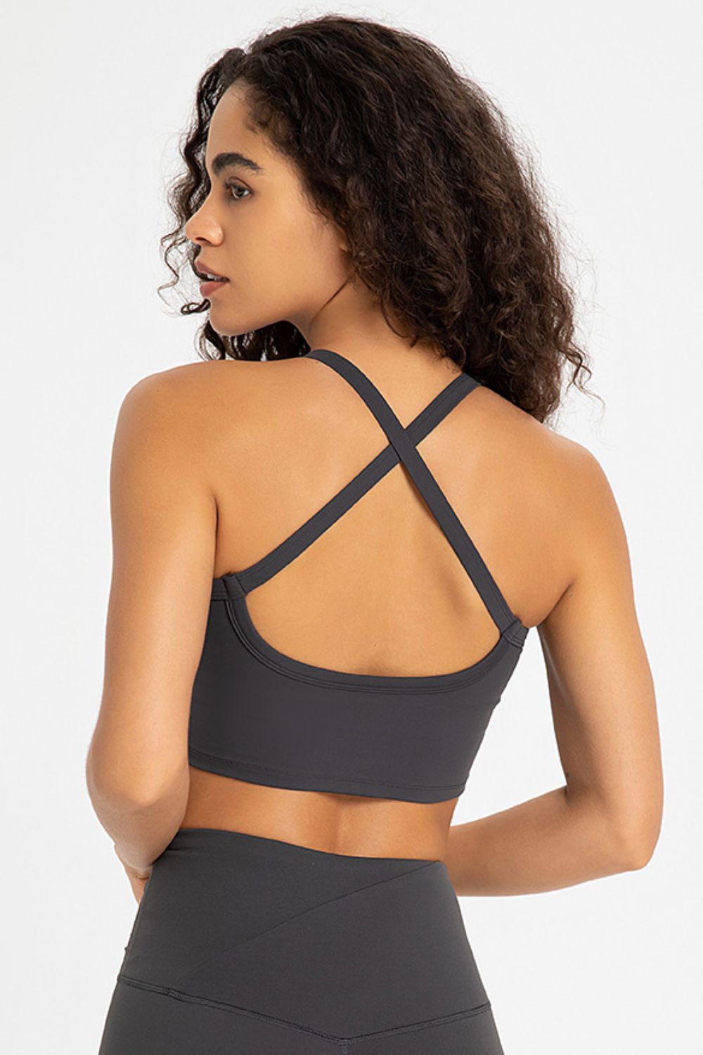 Crisscross Back V-Neck Sports Bra - Minihomy