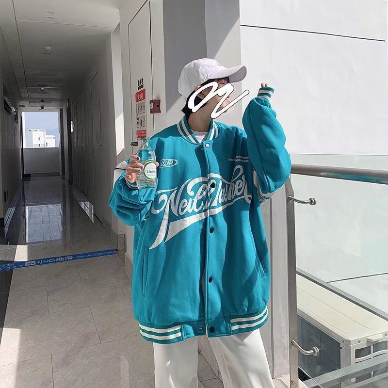 Baseball Uniform Jacket Loose Letters Men And Women Couple Jackets - Minihomy