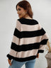 Striped Raglan Sleeve Ribbed Trim Knit Top - Minihomy