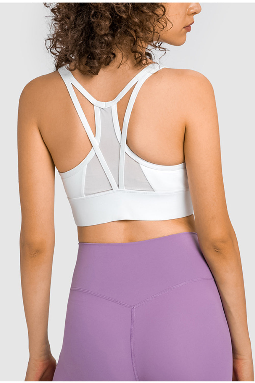 Mesh Panel Racerback Longline Sports Bra - Minihomy