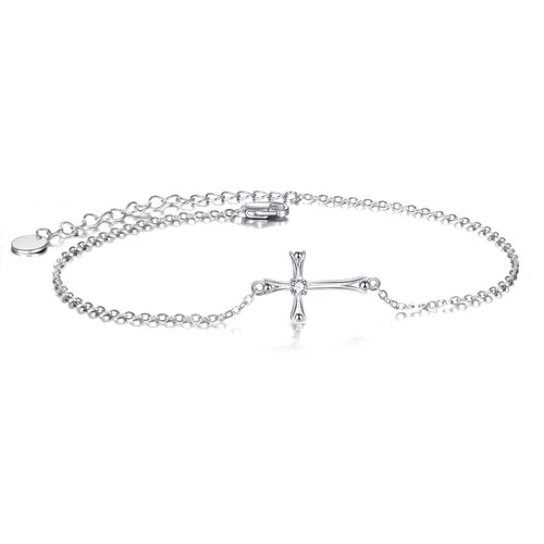 Sterling Silver Cross anklets Adjustable Chain Foot Ankle Bracelet Summer Jewelry