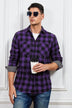 Plaid Buttoned Long-Sleeve Shirt with Breast Pockets - Minihomy