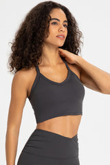 Crisscross Back V-Neck Sports Bra - Minihomy