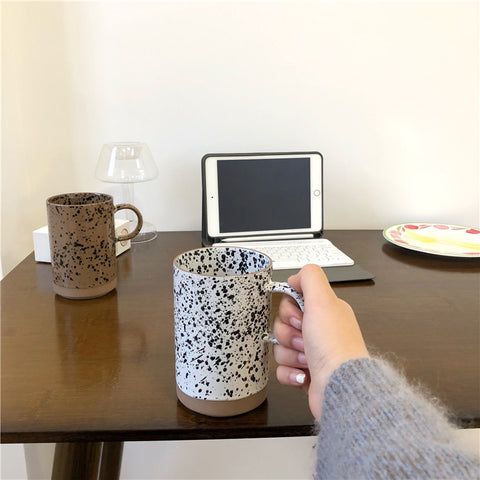 Retro Japanese Style Splash Ink Design Large Capacity Coffee Cup