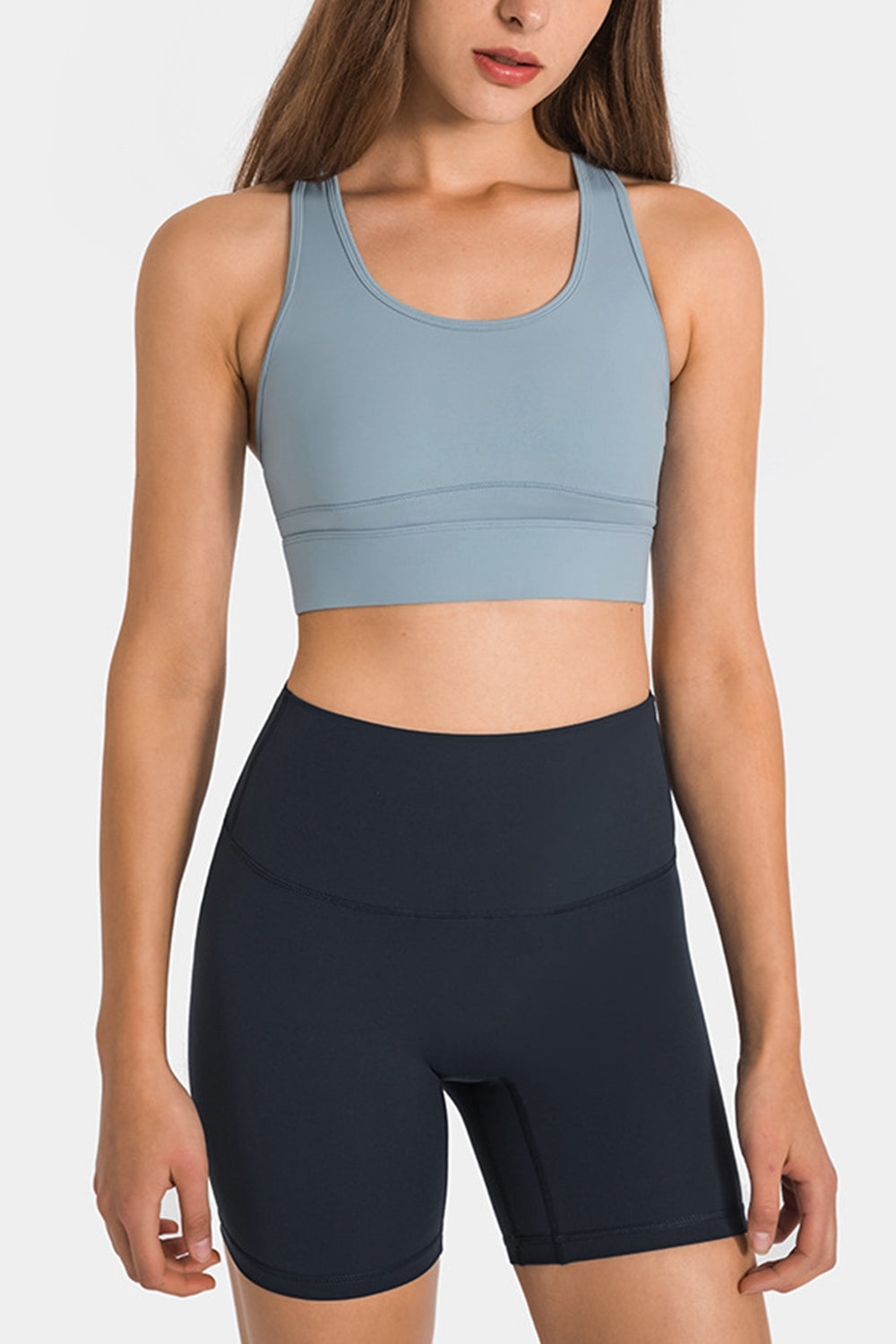 Cutout Racer Back Sports Bra - Minihomy