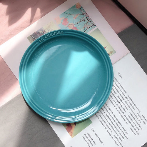 Colorful enamel rainbow plate set ceramic plate