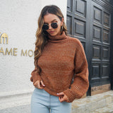 Heathered Balloon Sleeve Turtleneck Sweater