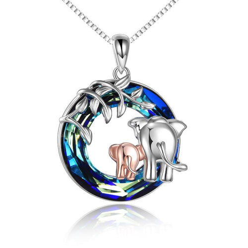 Elephant Necklace Mothers Day Gifts for Mom from Daughter Sterling Silver Mother Daughter Pendant with Blue Crystal for Women Daughter Wife