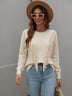 Fringe Detail Ribbed Trim Sweater - Minihomy