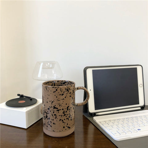 Retro Japanese Style Splash Ink Design Large Capacity Coffee Cup