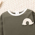 Baby Contrast Trim Waffle-Knit Long Sleeve Bodysuit - Minihomy