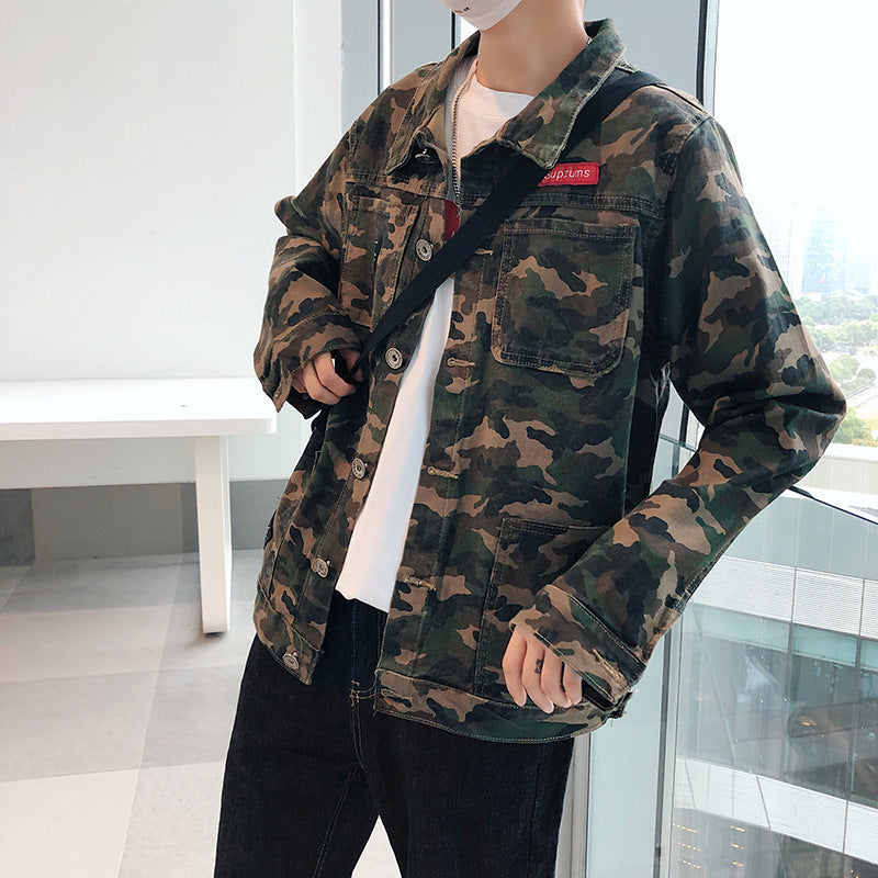 Mens Camouflage Denim Jeans Jacket & Coats - Minihomy