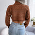 Cable-Knit Turtleneck Cropped Sweater - Minihomy