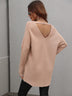 Ribbed V-Neck Open Back Tunic Sweater - Minihomy