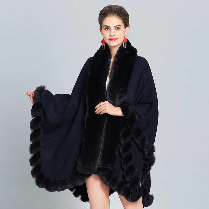 Winter Thick Shawl Imitation Fur Long Collar