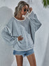 Dropped Shoulder Boat Neck Long Sleeve Sweater