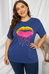 Plus Size Lip Graphic Tee Shirt - Minihomy