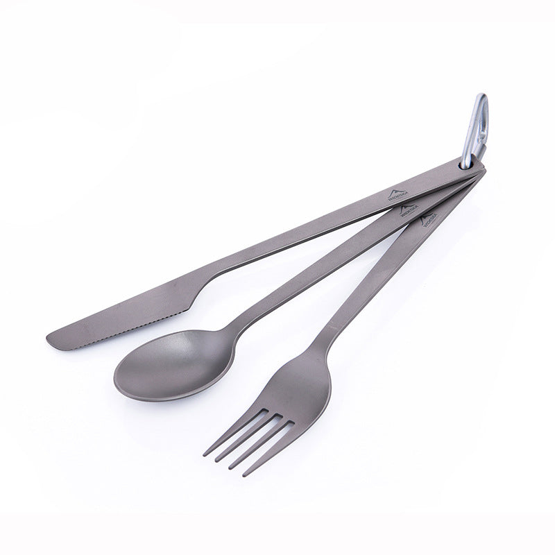 Pure Titanium Knife Fork And Spoon Combination Light And Easy To Carry Outdoor Camping Tableware