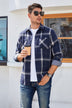 Plaid Button-Up Long-Sleeve Shirt with Pockets - Minihomy