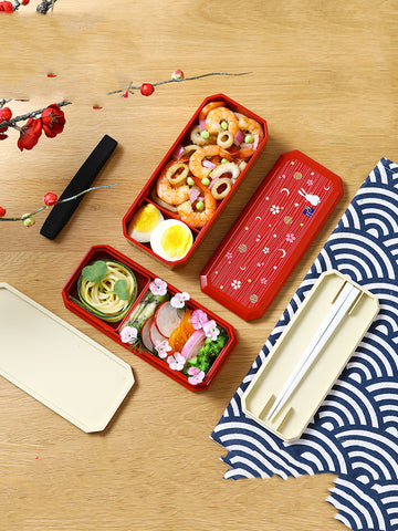 Double-layer Lunch Box Microwave Heating Quantitative Bento