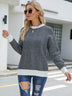 Herringbone Print Ribbed Trim Sweater - Minihomy