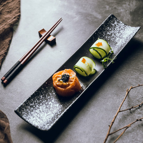 Rectangular Sushi Plate Black Simple Long Plate