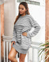 Zebra Print Lantern Sleeve Mini Sweater Dress