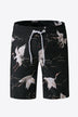 Full Size Crane Print Drawstring Waist Swim Trunks - Minihomy