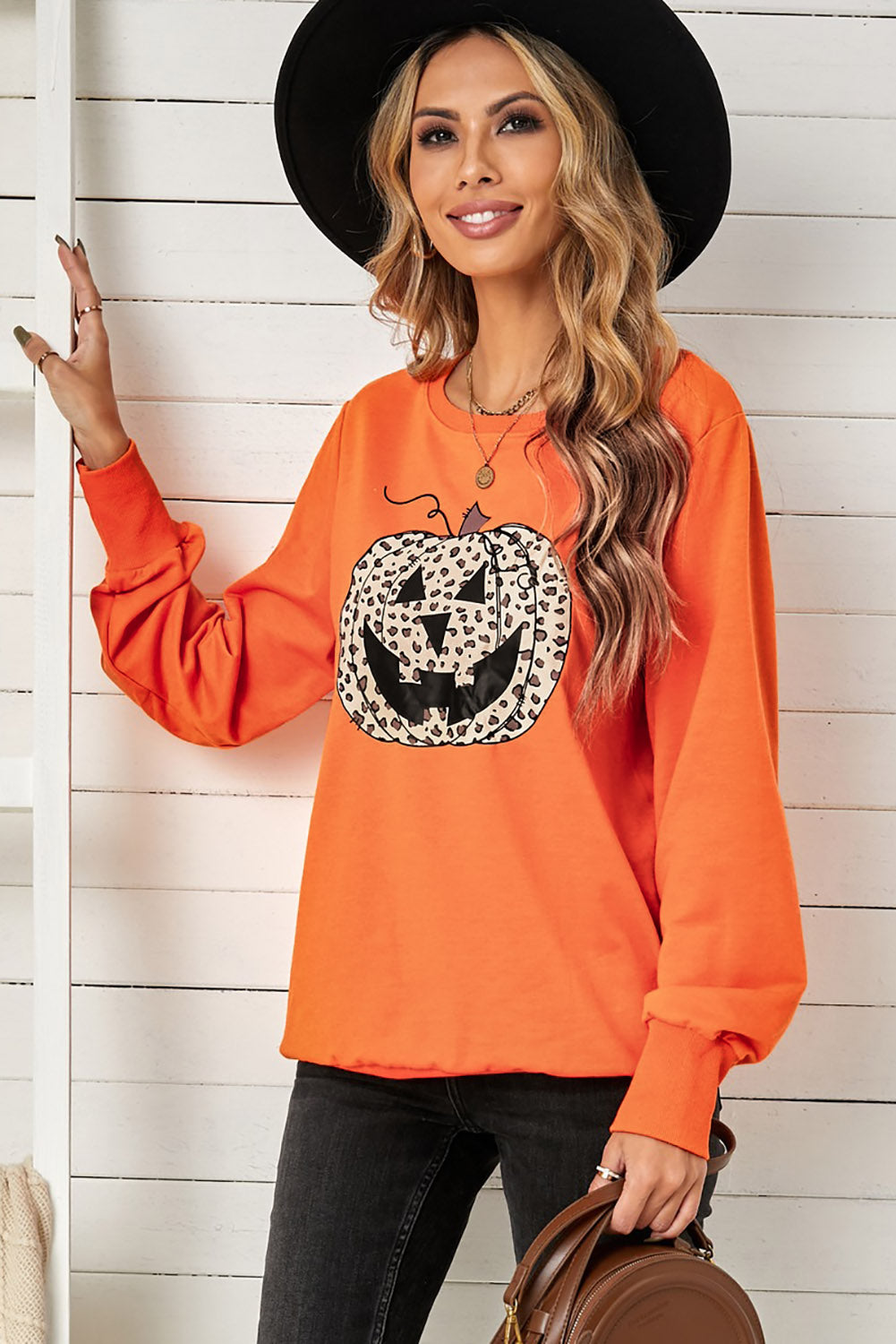 Halloween Leopard Jack-O-Lantern Sweatshirt - Minihomy