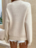 Half-Button Rib-Knit Dropped Shoulder Sweater - Minihomy