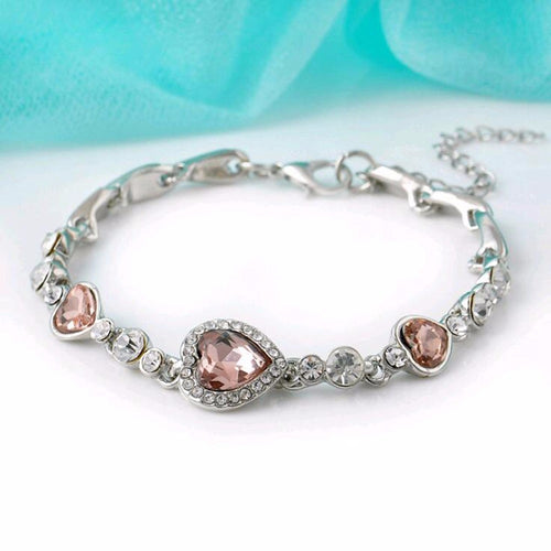Heart-shaped Heart Zircon Crystal Diamond Bracelet