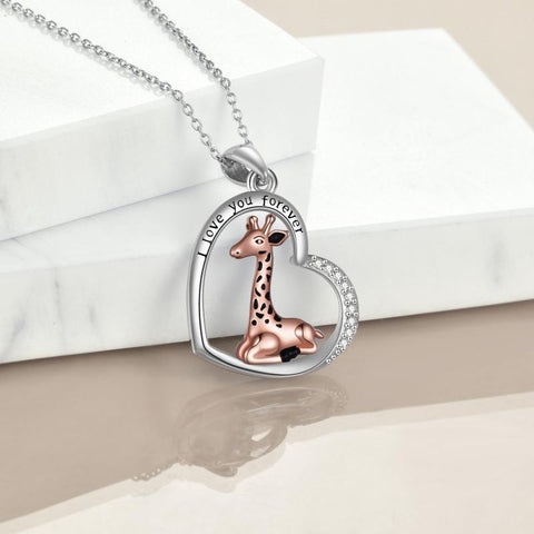 Sterling Silver Giraffe Pendant Necklace Jewelry for Women