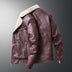 Men Stand Up Collar Plus Velvet Leather Casual - Minihomy