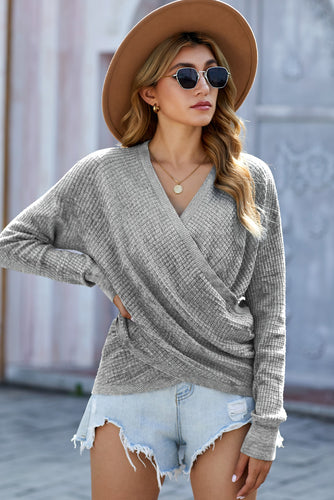 V-Neck Wrap Front Knitted Top: Effortless Style & Comfort