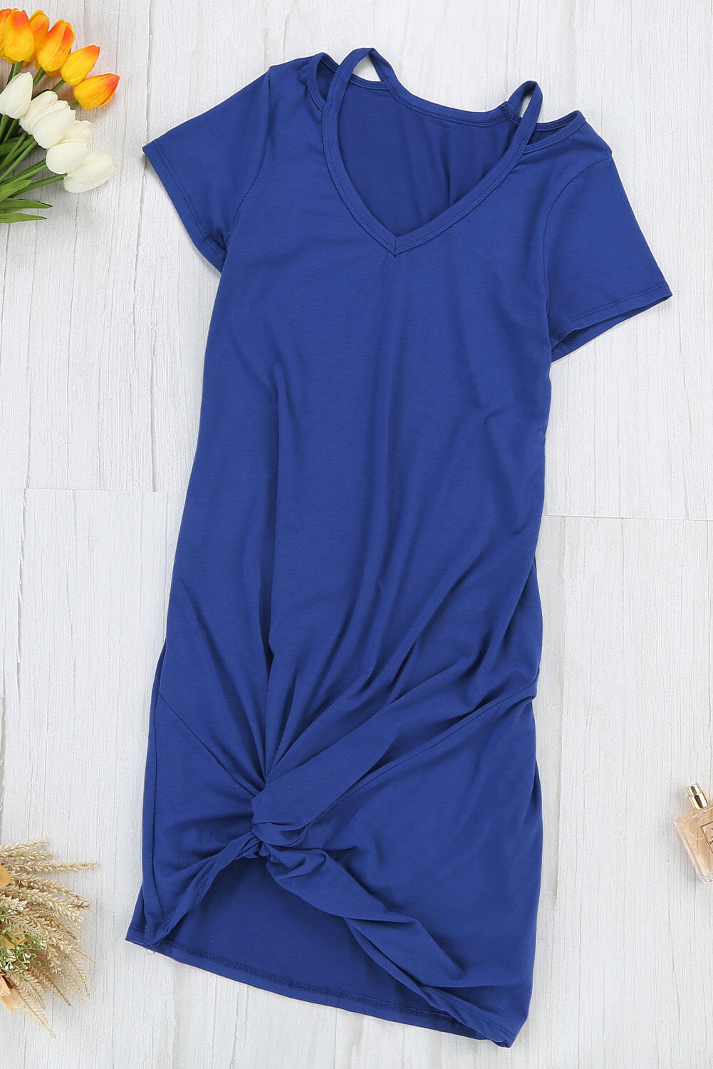 Clear Skies Jersey Twist T-Shirt Dress - Minihomy