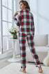 Plaid Button Front Top and Pants Lounge Set - Minihomy