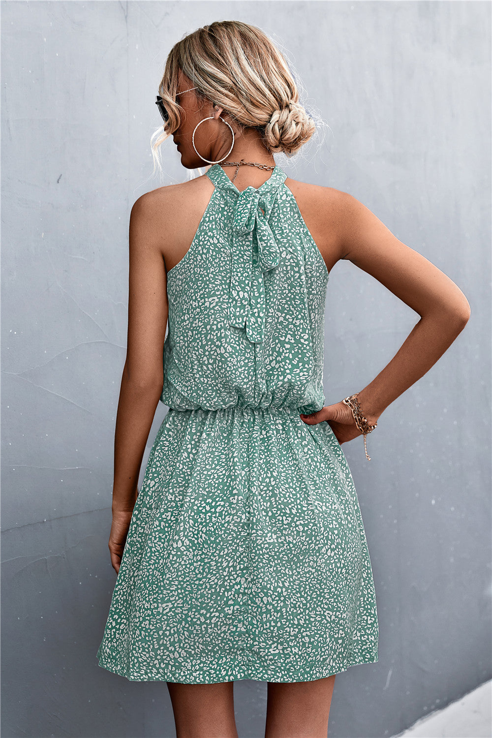 Floral Tied Sleeveless Mini Dress - Minihomy